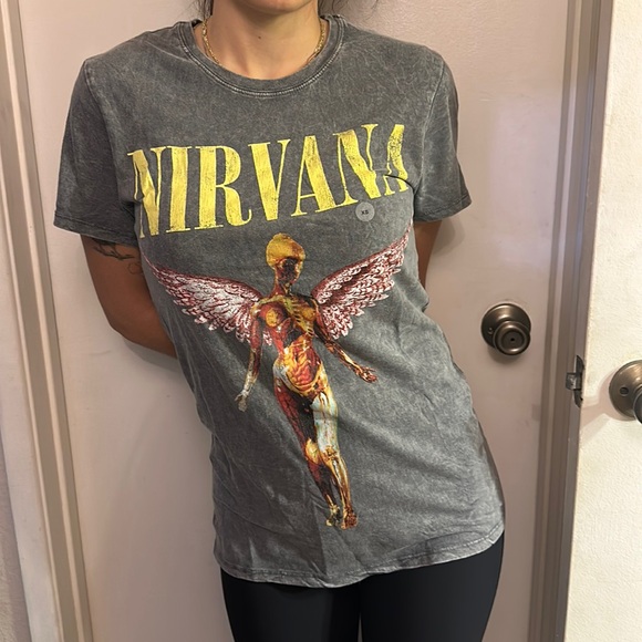 Aeropostale Nirvana In Utero Graphic Tee Shirt size XS Boyfriend fit - Picture 1 of 5